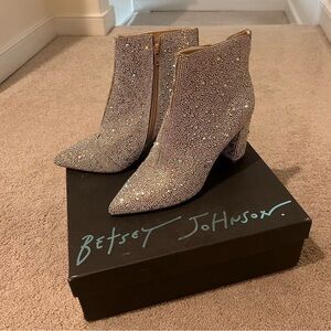 Sparkling Gold Women's Ankle Boots - Embellished Pointed-Toe Booties